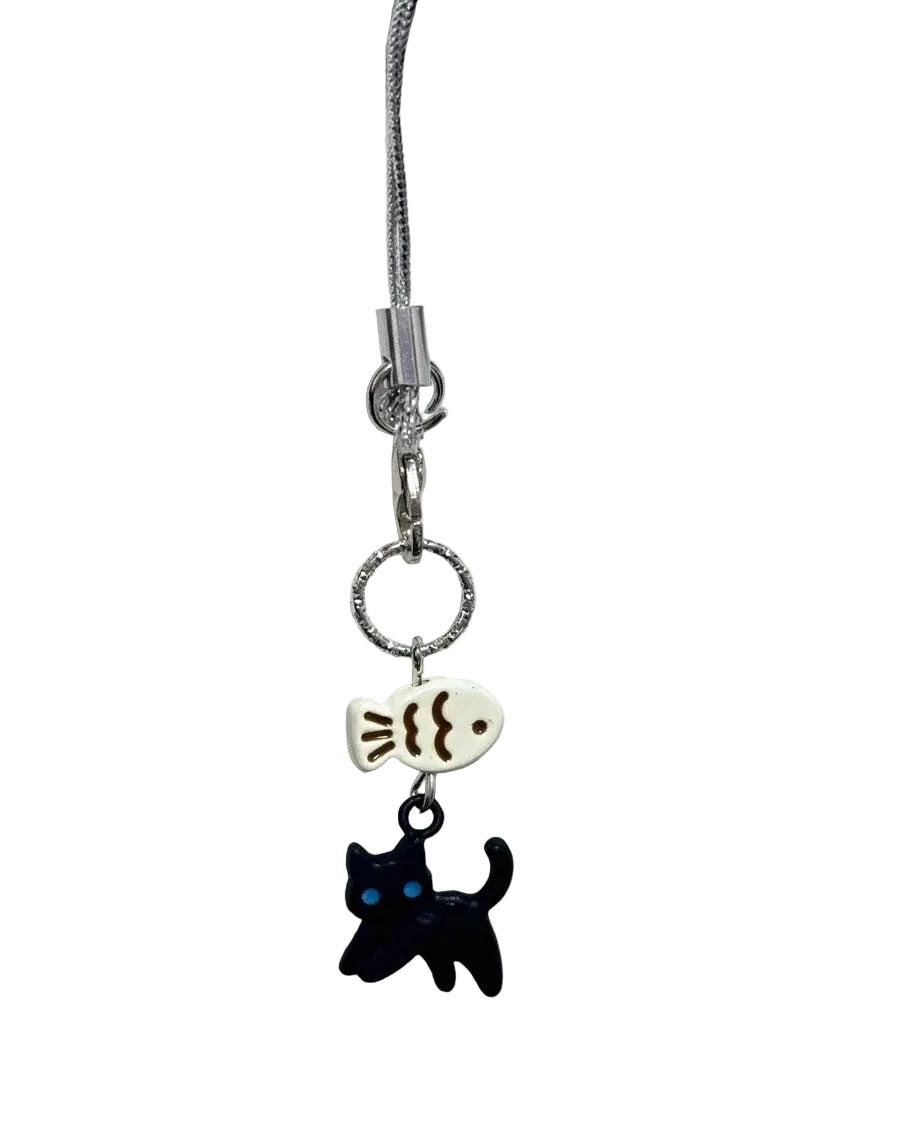 Feline & Fish Bones Phone Charm