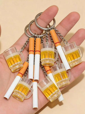 Mini Beer & Cigarette Keychain