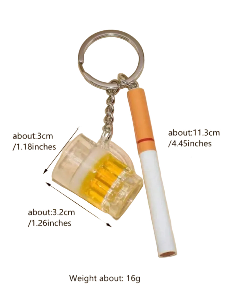 Mini Beer & Cigarette Keychain
