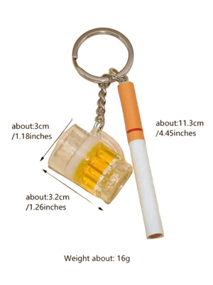 Mini Beer & Cigarette Keychain