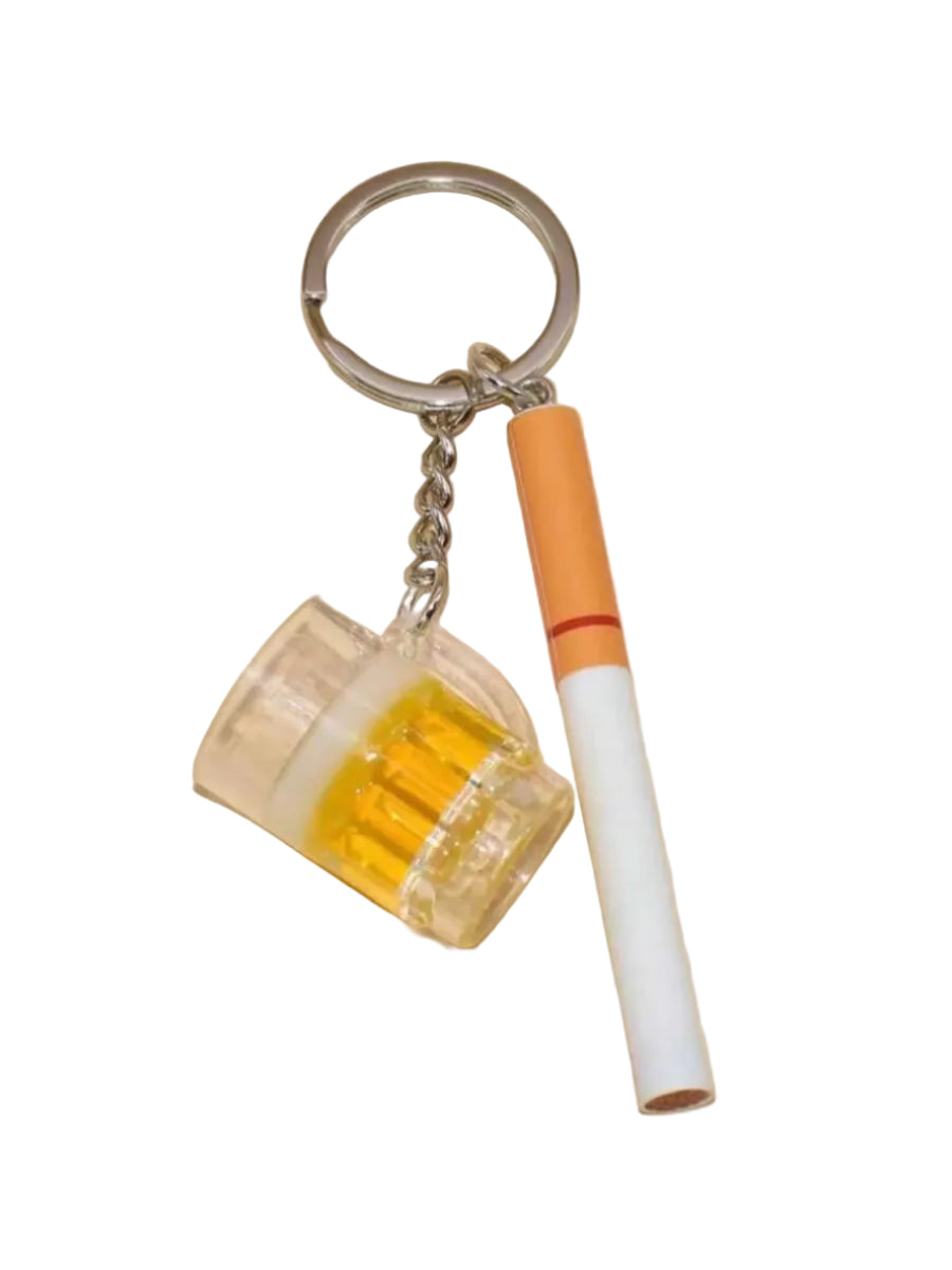 Mini Beer & Cigarette Keychain