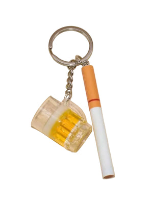 Mini Beer & Cigarette Keychain