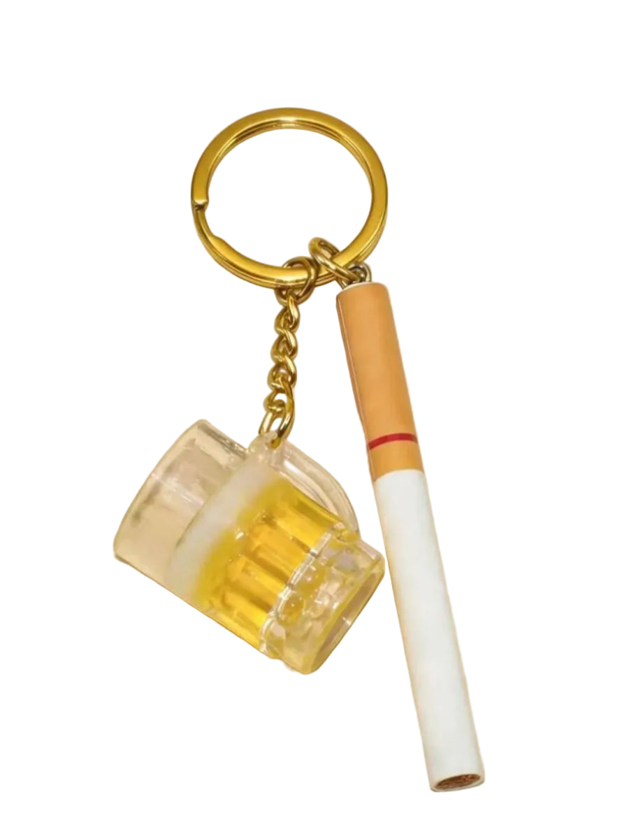 Mini Beer & Cigarette Keychain