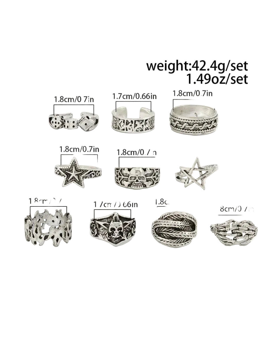 Shadow Realm Gothic Ring Set (10 pcs)